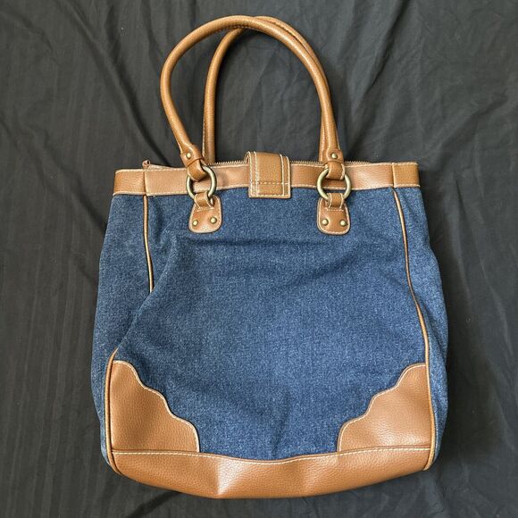 Gap Denim & Leather Trim Shoulder Bag Tote Bag - Picture 2 of 15